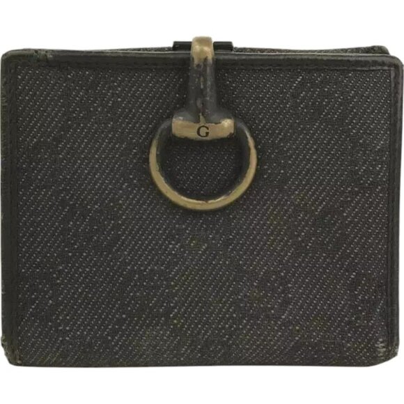 350157BQ (L1) Gucci Wallet Horse Bit Clip Black PVC - Picture 1 of 9